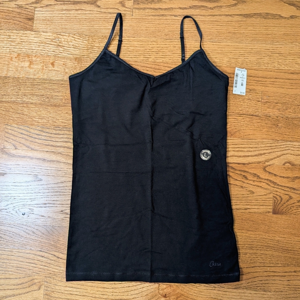 Aeropostale Junior's Favorite Cami Y2K Black Stretch Tank Top Size L